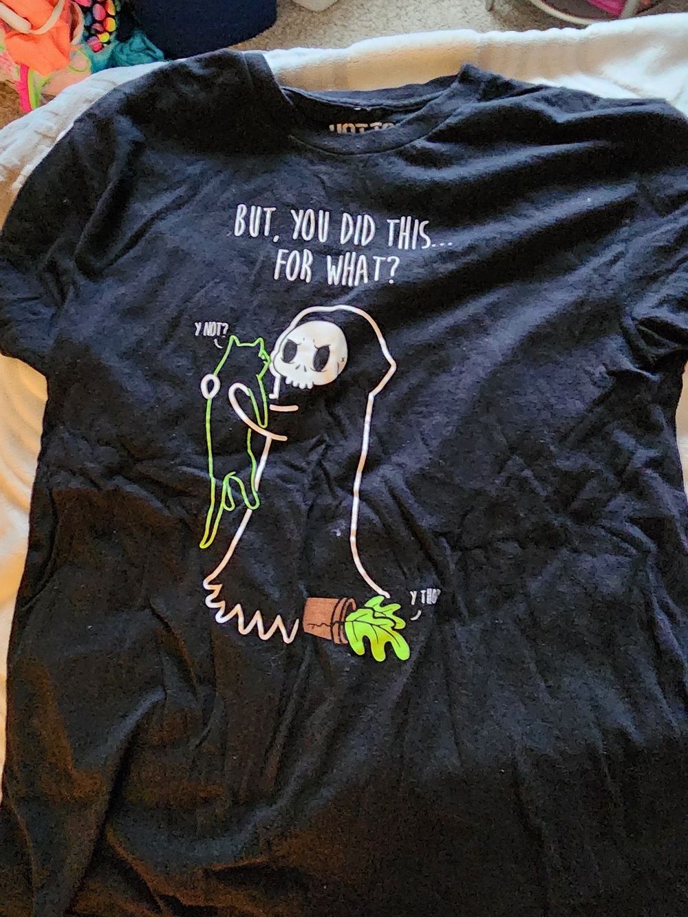 Hot Topic Kids Black Graphic Tee with Neon Green Accents